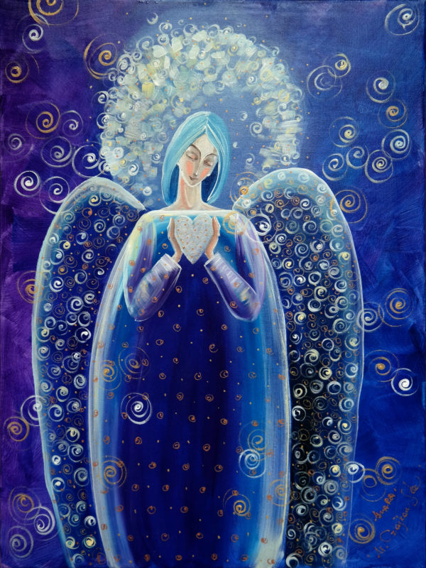 Anioł z serduszkiem niebieski